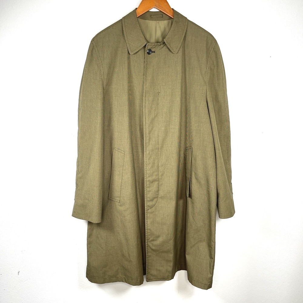 Gleneagles Mens Houndstooth Trench Coat Size 40 Lined Rain Stain Repellent‎
